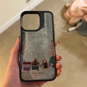 KATE SPADE iPhone 14 Pro Max case, snow globe glitter design